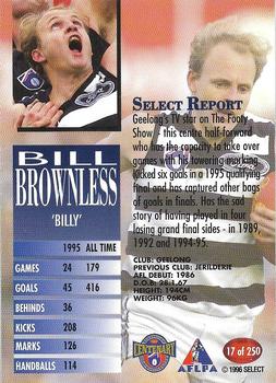 1996 Select AFL #17 Bill Brownless Back